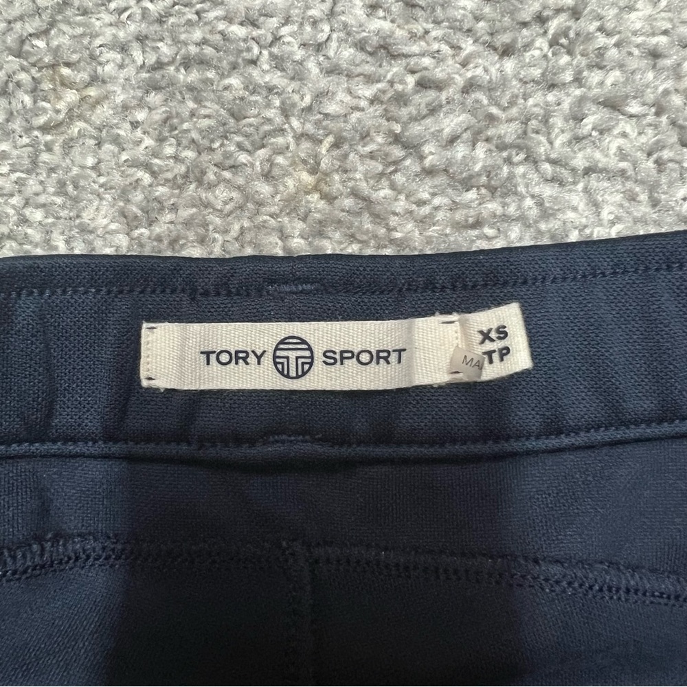 Tory Burch Sport Sweatpants Women XS Blue White Athleisure Track Pants Ankle Zip - Picture 7 of 10